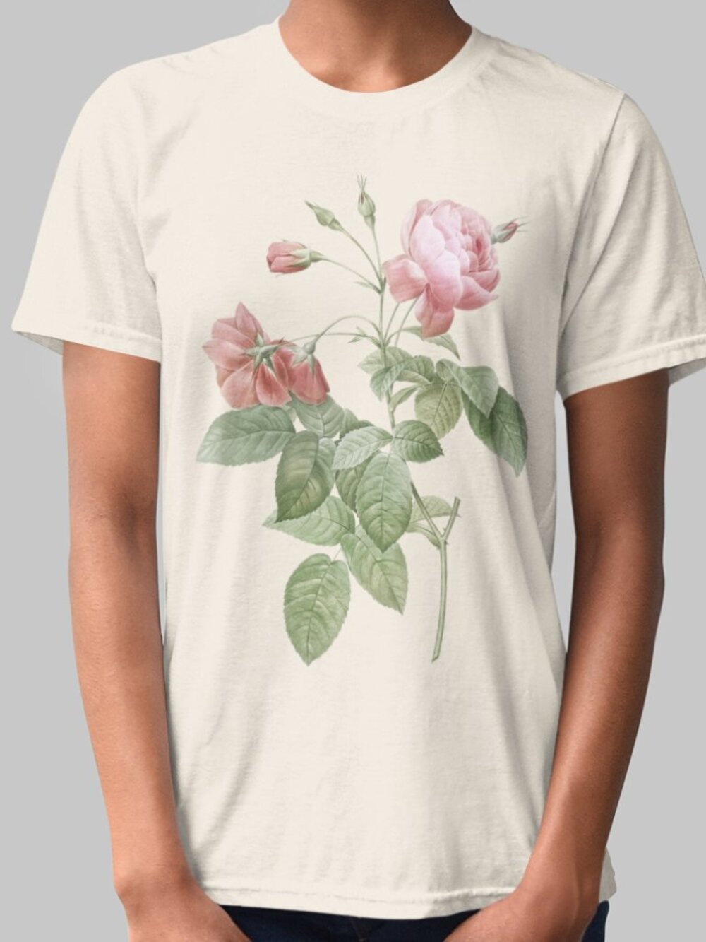 Boursault Rose Vintage Floral Print Short Sleeve Graphic Tee T-shirt S-XXL